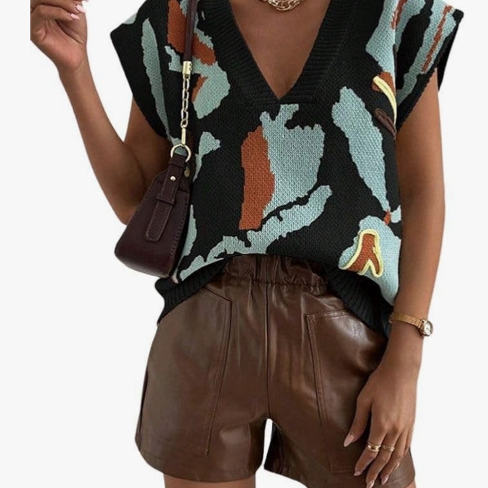 SHEIN Western Knit Sweater Vest • Size M • Dark Academia Fall Preppy